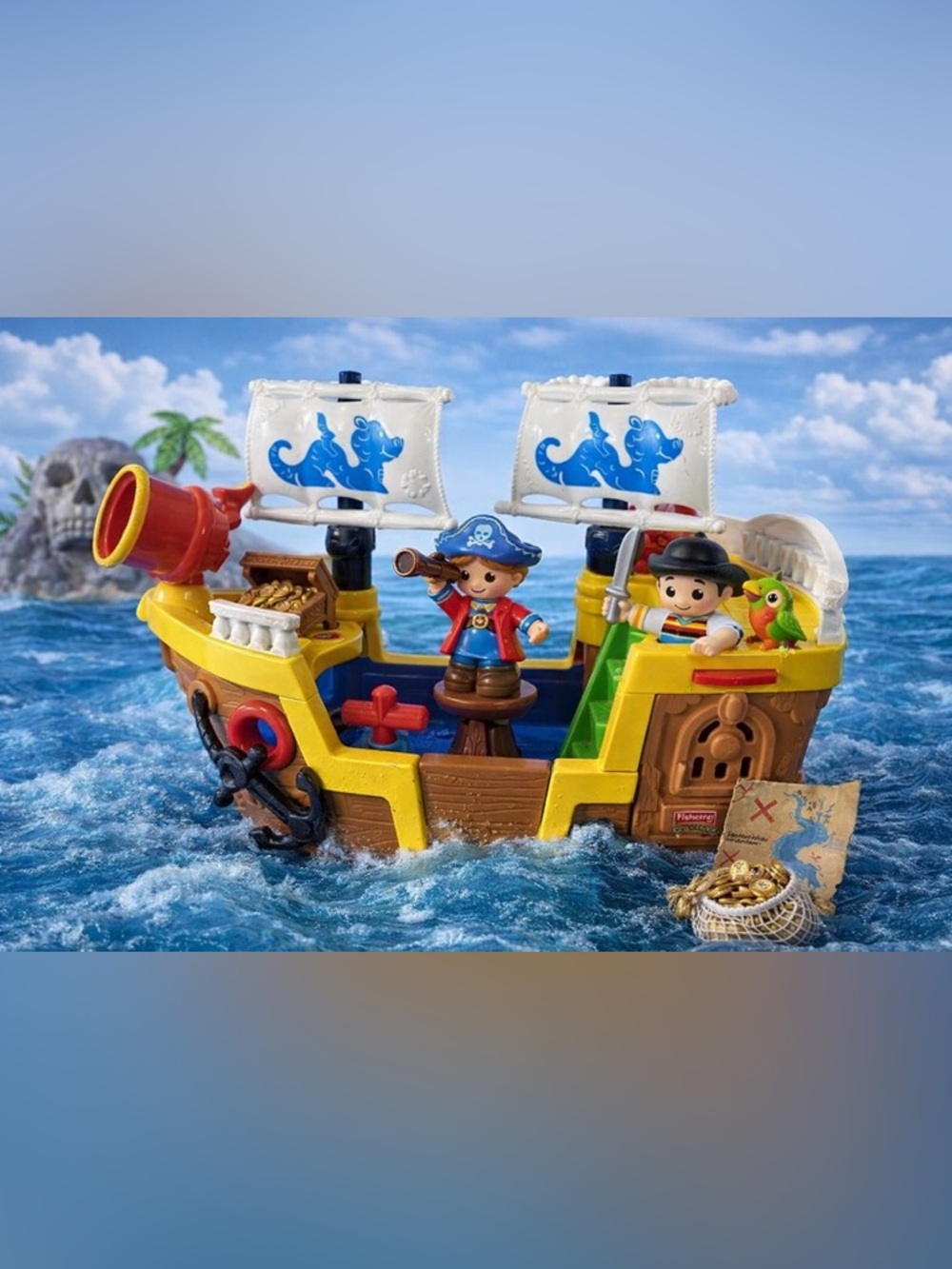 Vintage 2005 Fisher-Price Little People Lil Pirate Ship with Sounds